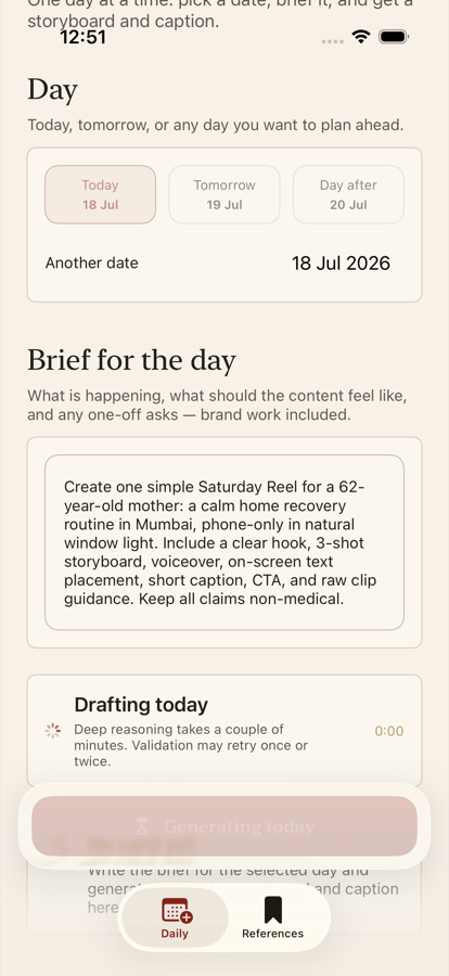 Manager Daily screen while generating today